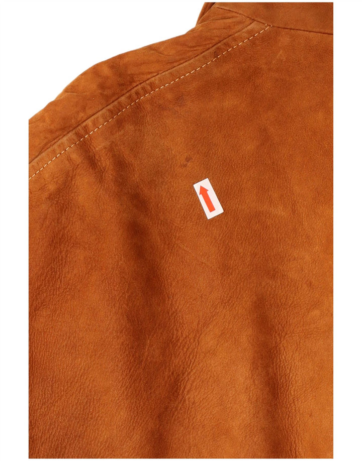 ESSEBI Chaqueta bomber de ante para hombre Reino Unido 40 Grande Cuero marrón