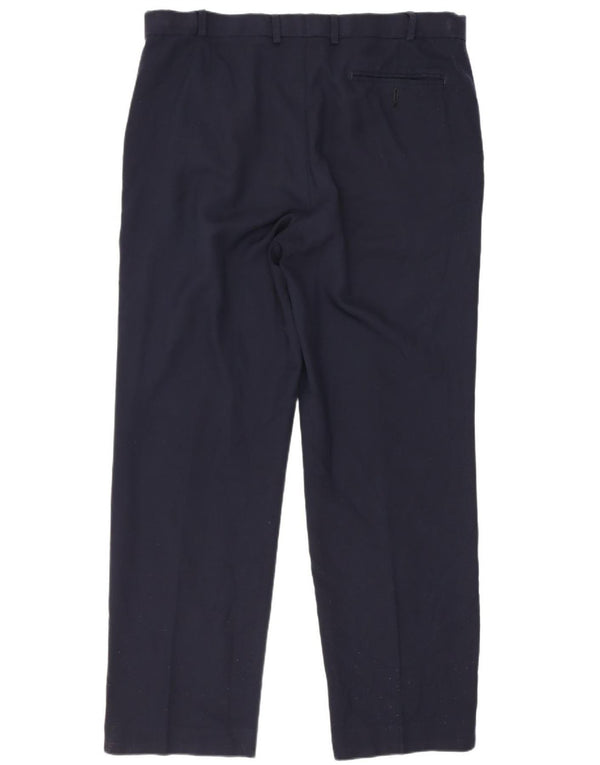 Marks & Spencer Pantalón de traje de corte regular para hombre W36 L31 Lana azul marino