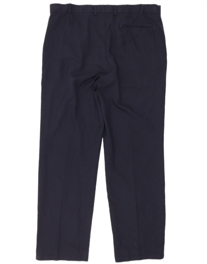 Marks & Spencer Pantalón de traje de corte regular para hombre W36 L31 Lana azul marino
