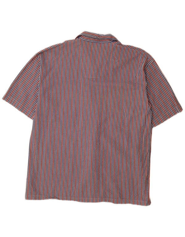 Nautica Mens Short Sleeve Shirt Large Multicoloured Striped Cotton
