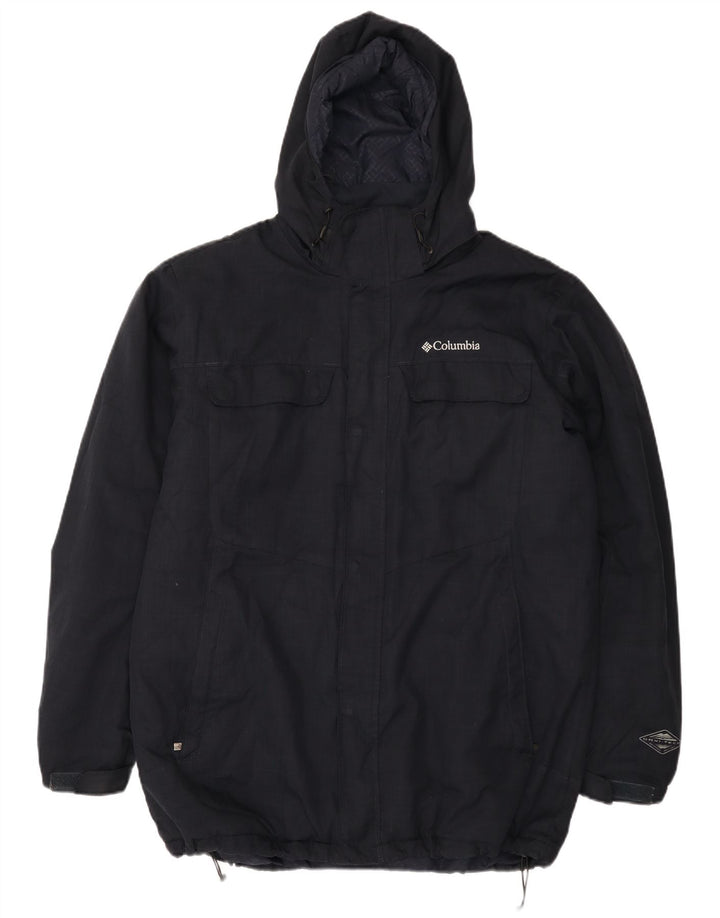 Columbia Chaqueta cortavientos con capucha para hombre UK 40 Large Poliéster azul marino