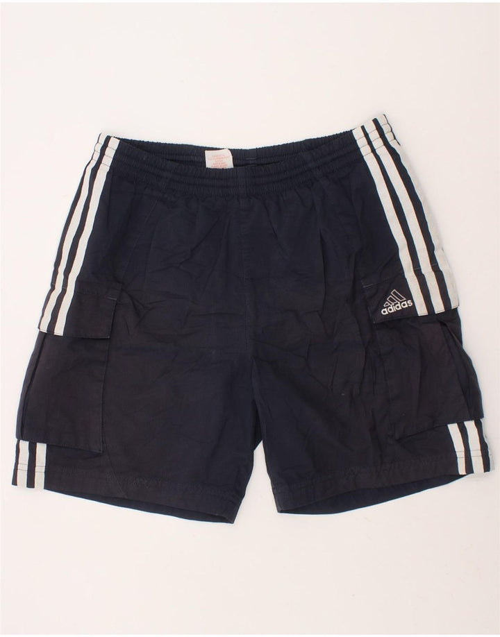 ADIDAS Boys Graphic Sport Shorts 9-10 Years  Navy Blue Polyester Vintage Adidas and Second-Hand Adidas from Messina Hembry 