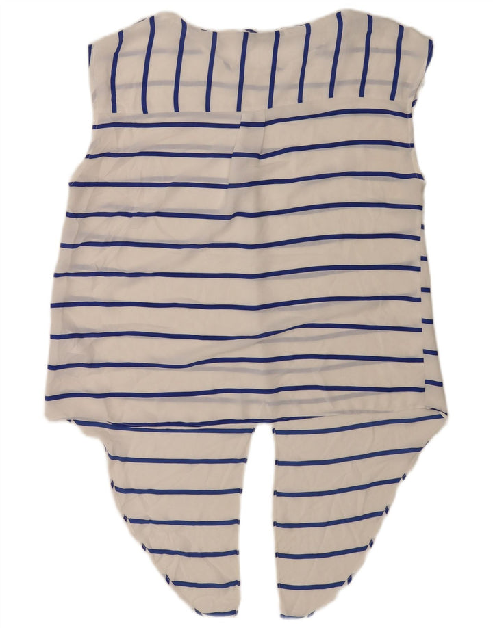 Oasis Blusa sin mangas con lazo frontal para mujer UK 46 Large White Stripes