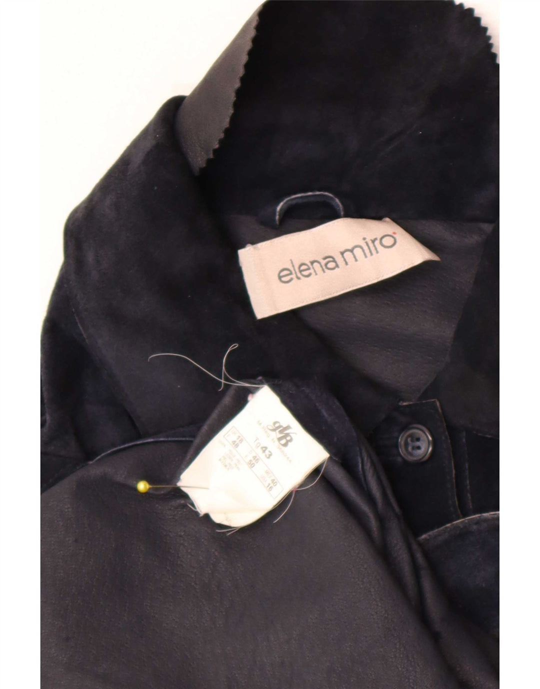 ELENA MIRO Chaqueta de ante para mujer UK 18 XL Cuero azul marino