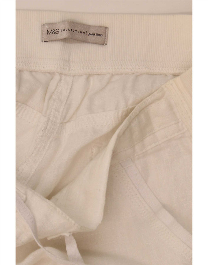 Pantalones capri rectos para mujer Marks & Spencer W32 L21 Lino blanco