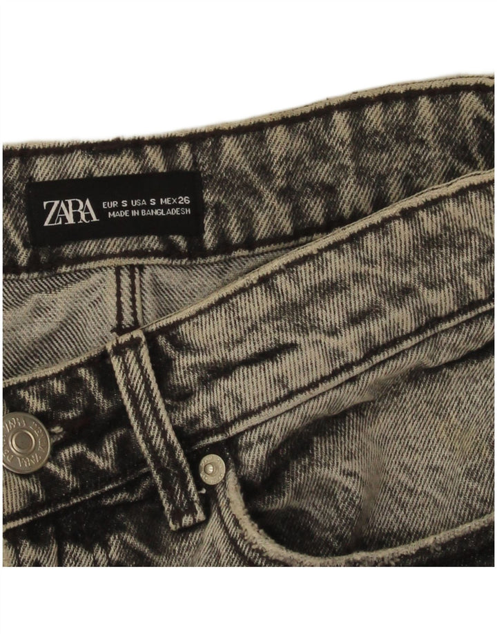 Zara Mujer Falda Vaquera Desgastada Pequeña W26 Gris