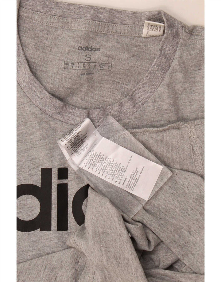 Adidas - Camiseta gráfica para hombre, talla pequeña, algodón gris