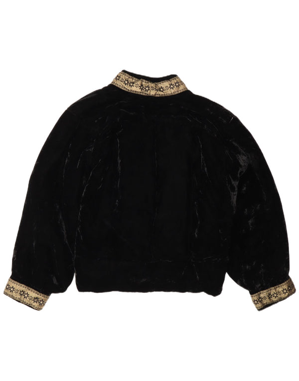 Vintage mujer terciopelo Blazer chaqueta Reino Unido 16 gran bloque de color negro