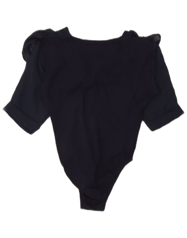 Vintage mujer body UK 8 pequeño azul marino floral