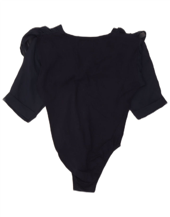 Vintage mujer body UK 8 pequeño azul marino floral