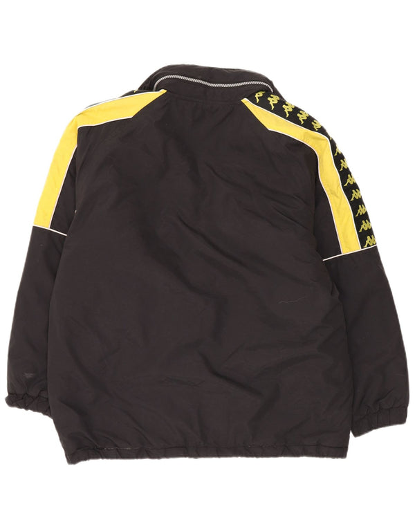 Kappa Chaqueta cortavientos con capucha y gráfico para niños 15-16 años Bloque de color negro