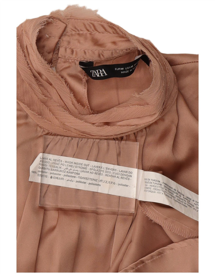 ZARA Mujer Blusa Sin Mangas Top UK 42 Poliéster Rosa Medio