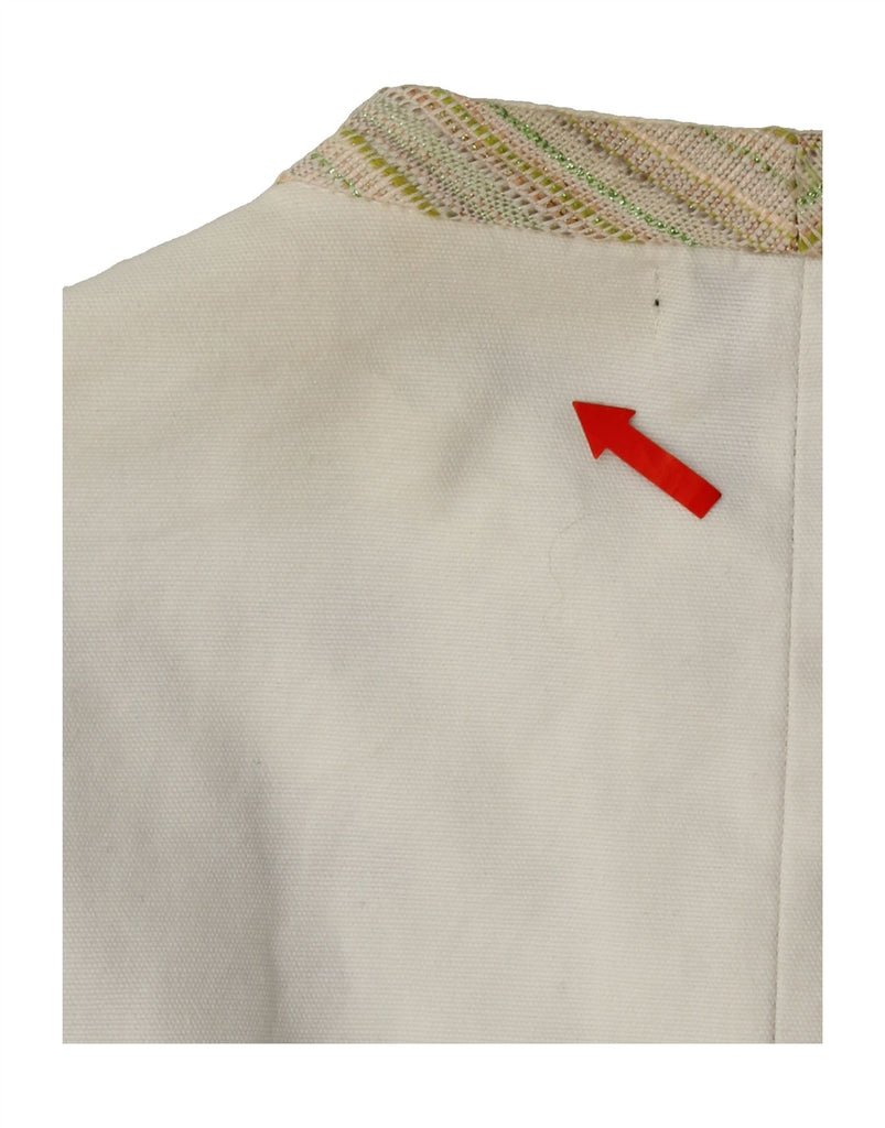 CUSTO BARCELONA Womens Crop Graphic Bomber Jacket EU 42 Large White Art Vintage Custo Barcelona and Second-Hand Custo Barcelona from Messina Hembry 