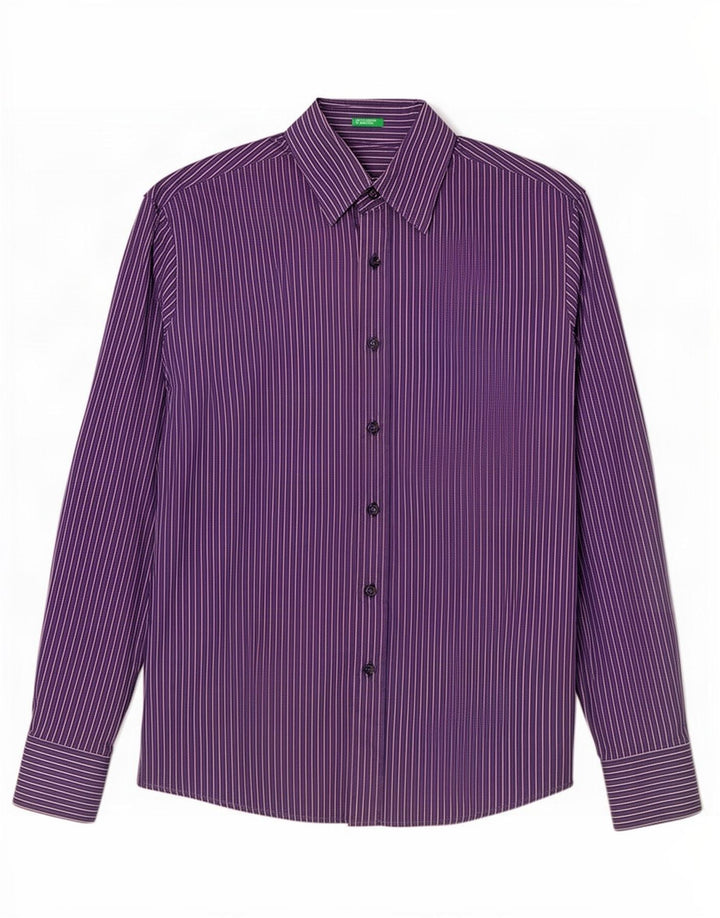 Camisa Benetton Hombre Mediana Azul Marino Raya diplomática