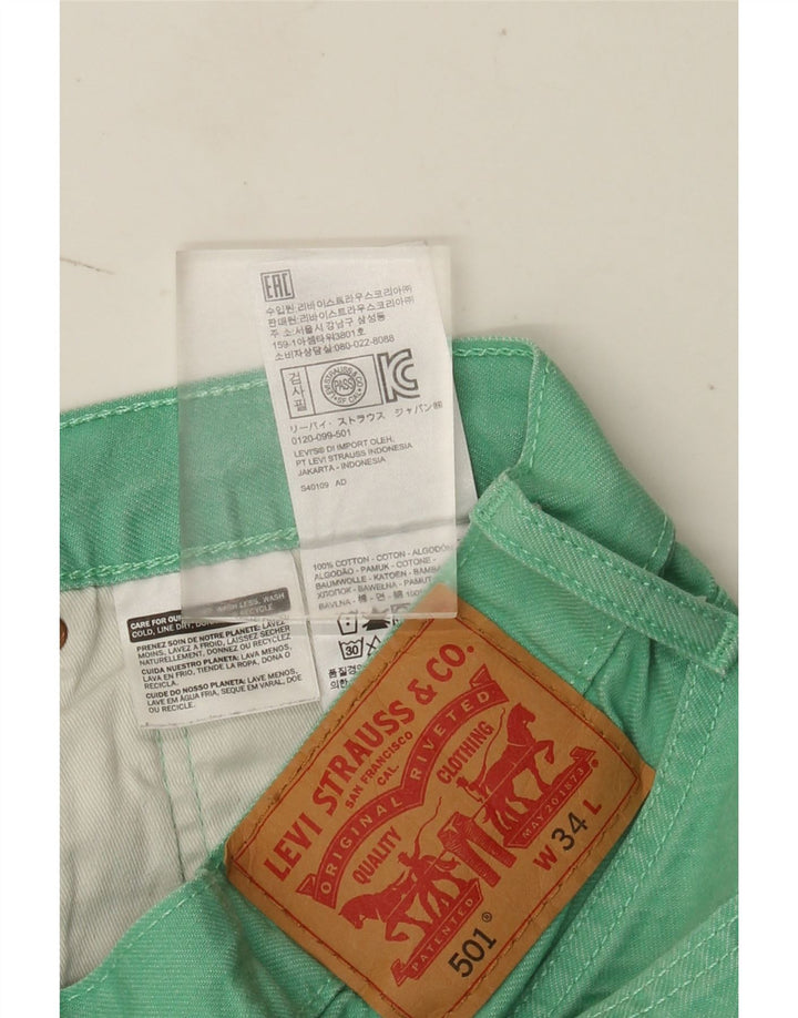 Levi's Mujer 501 Shorts De Mezclilla W34 Grande Algodón Verde