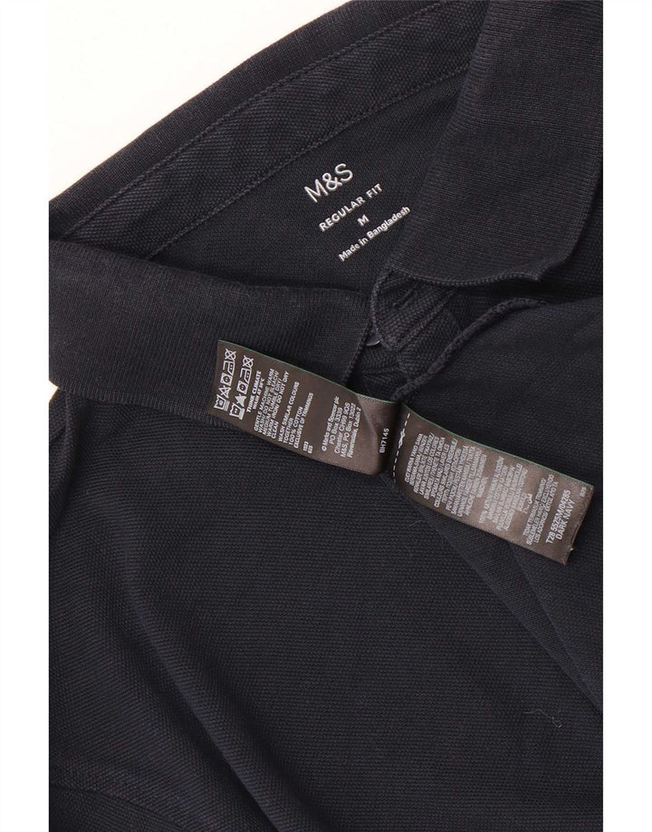 Marks & Spencer Polo de manga larga para hombre, ajuste regular, azul marino mediano