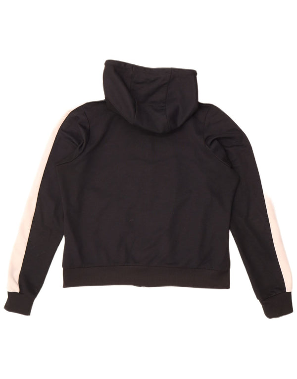 Ellesse - Sudadera con capucha y cremallera para mujer, talla M, algodón negro con bloques de color