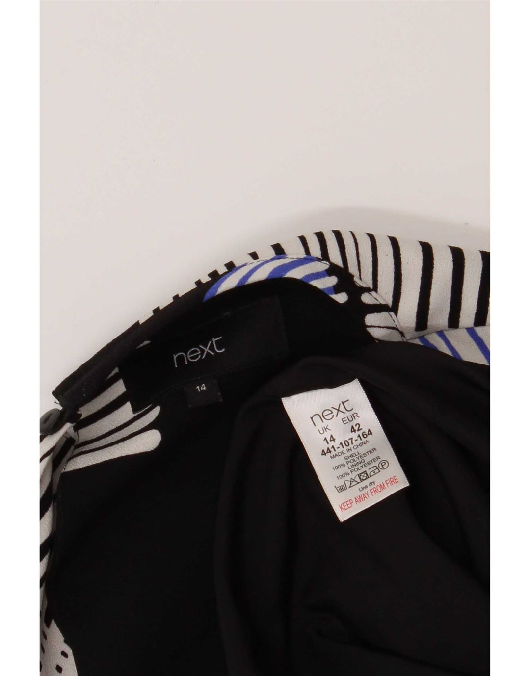 Next Vestido recto para mujer UK 44 Poliéster geométrico negro grande