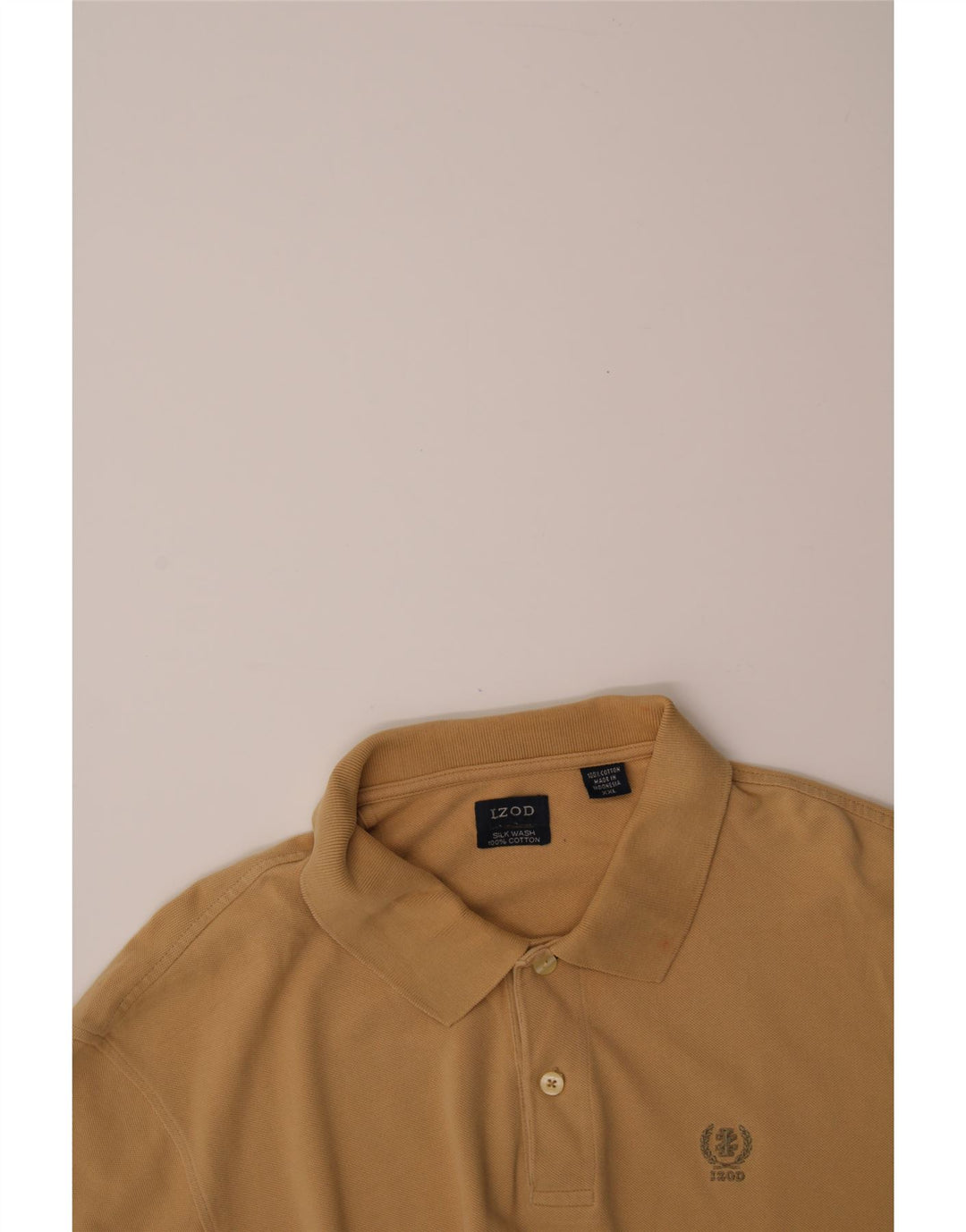 IZOD Mens Polo Shirt 2XL Beige Cotton Vintage Izod and Second-Hand Izod from Messina Hembry 
