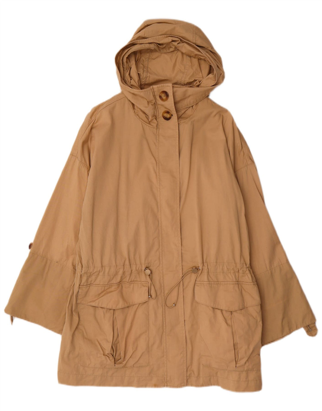 MASSIMO DUTTI Parka con capucha para mujer UK 44 Algodón beige medio