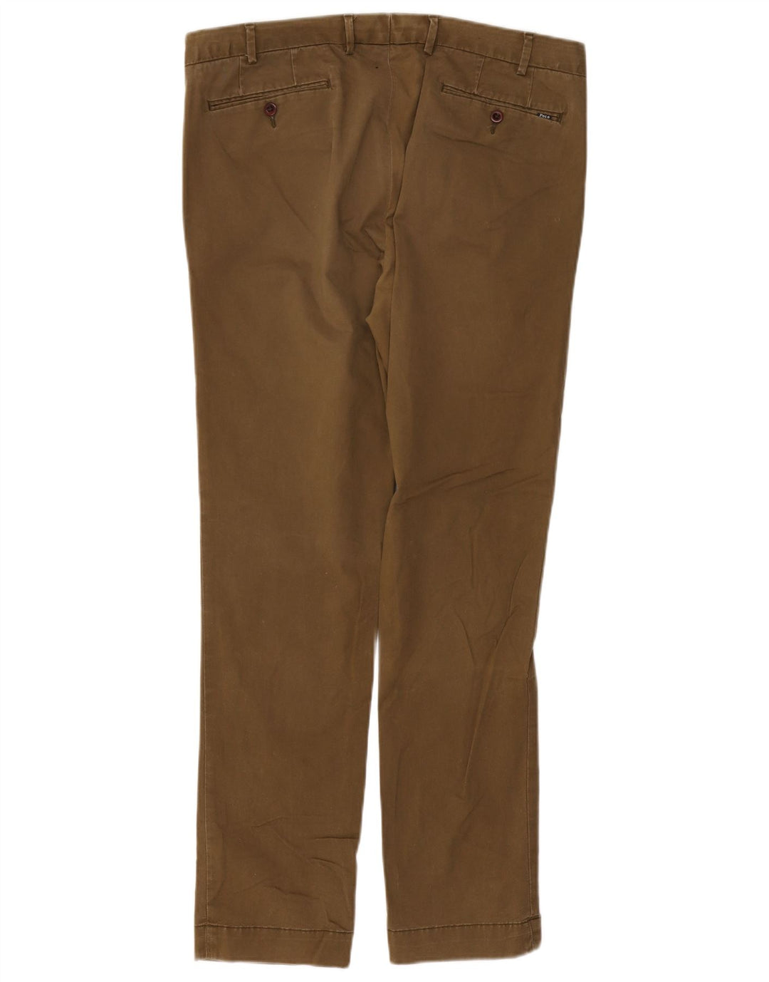POLO RALPH LAUREN Pantalón de traje ajustado para hombre W34 L32 Algodón caqui