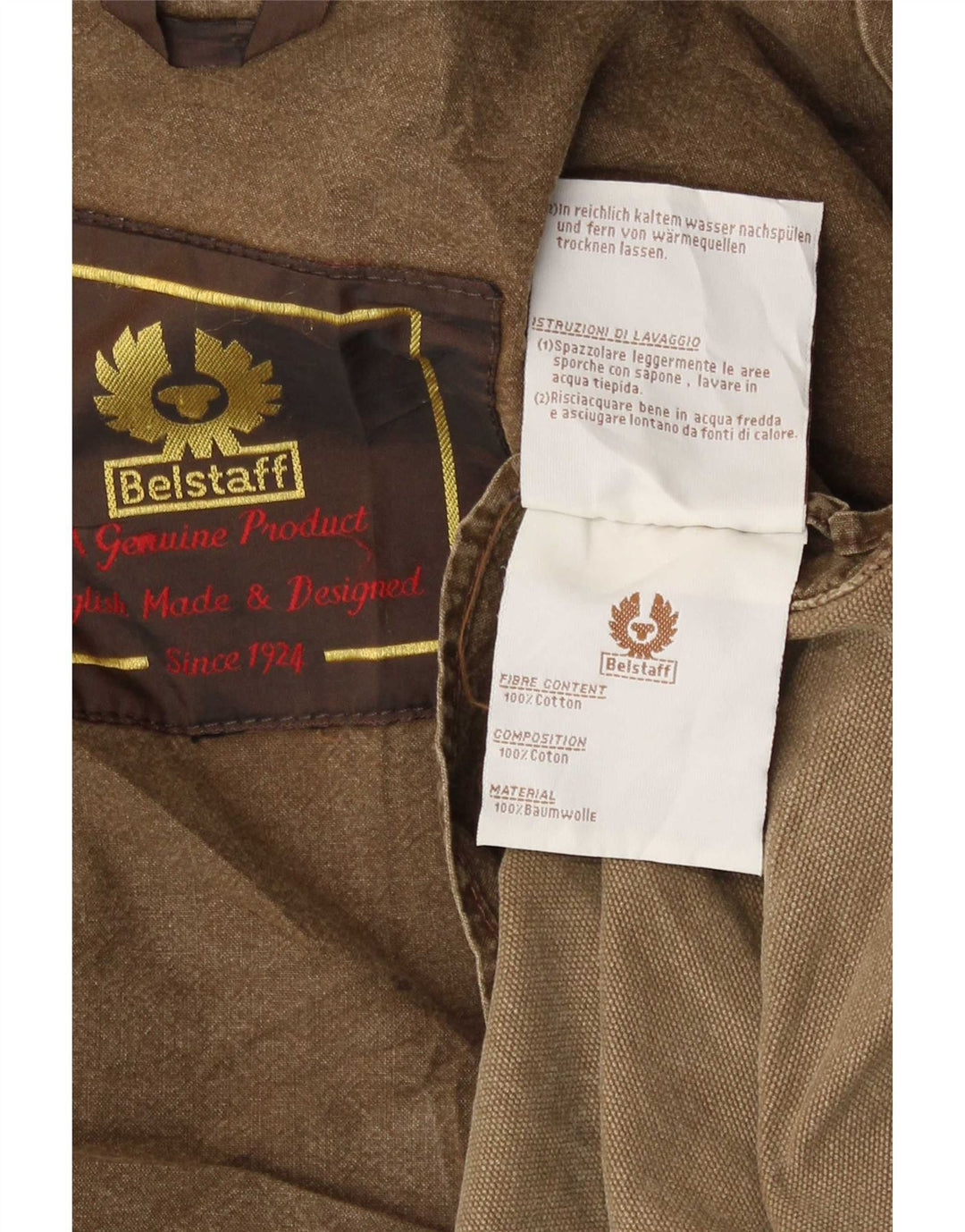 Belstaff Chaqueta utilitaria para hombre UK 38 Algodón marrón medio