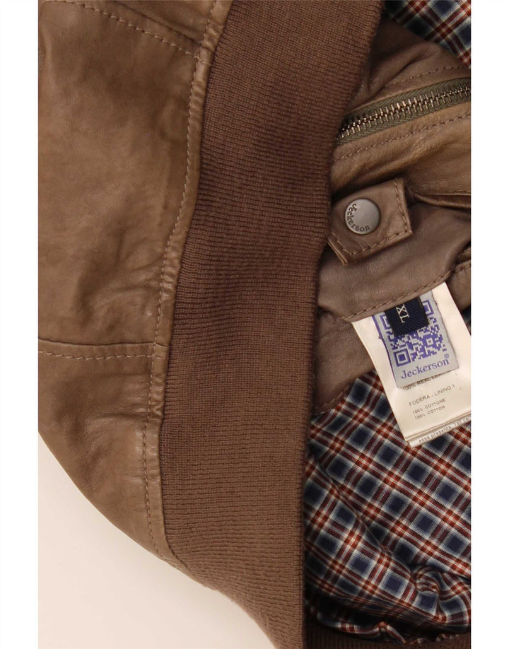 Jeckerson Chaqueta de cuero para hombre UK 42 XL Marrón
