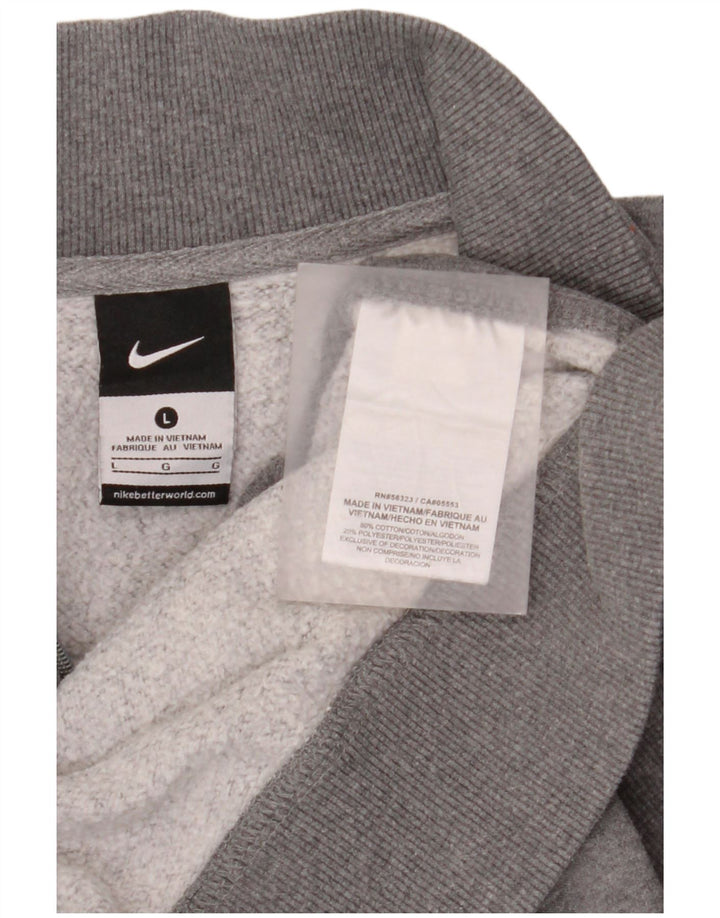 Nike - Sudadera con cuello y cremallera para hombre, talla grande, algodón moteado gris
