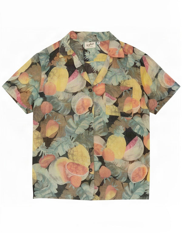 Camisa vintage de manga corta para mujer IT 46 Grande multicolor floral