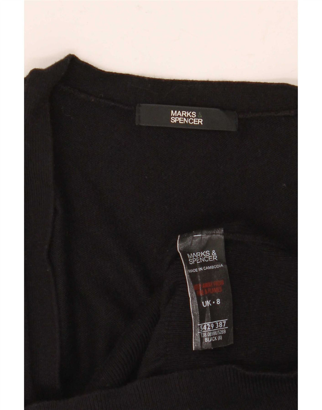Marks & Spencer Suéter tipo cárdigan largo para mujer UK 8 Small Viscosa negra