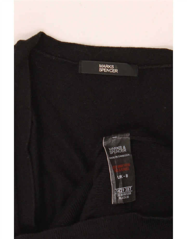Marks & Spencer Suéter tipo cárdigan largo para mujer UK 8 Small Viscosa negra