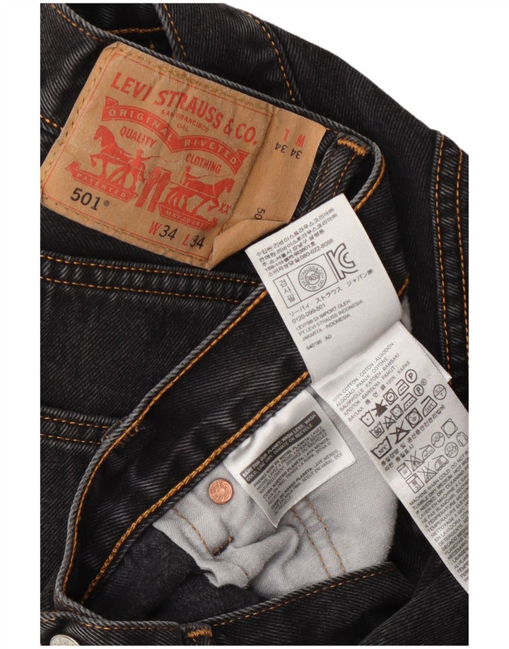Levi's Mens 501 Jeans Rectos 34 L34 Algodón Gris