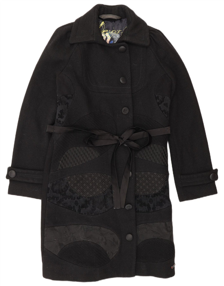Abrigo Desigual Mujer EU 44 XL Lana Floral Negra