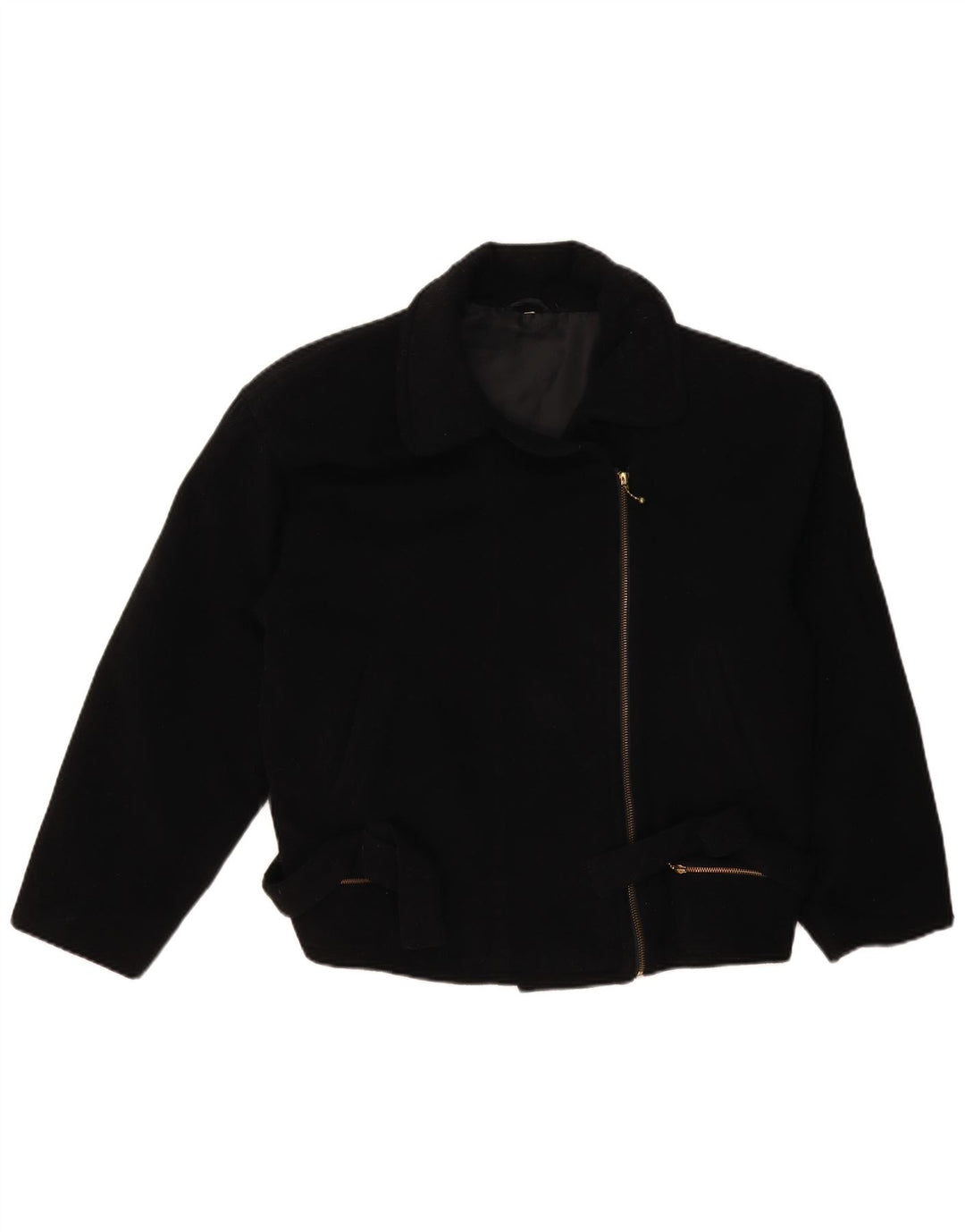 Vintage mujer biker chaqueta Reino Unido 14 grande negro