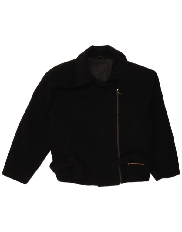 Vintage mujer biker chaqueta Reino Unido 14 grande negro