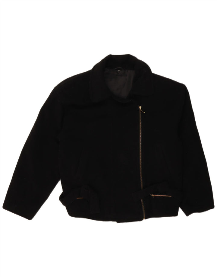 Vintage mujer biker chaqueta Reino Unido 14 grande negro