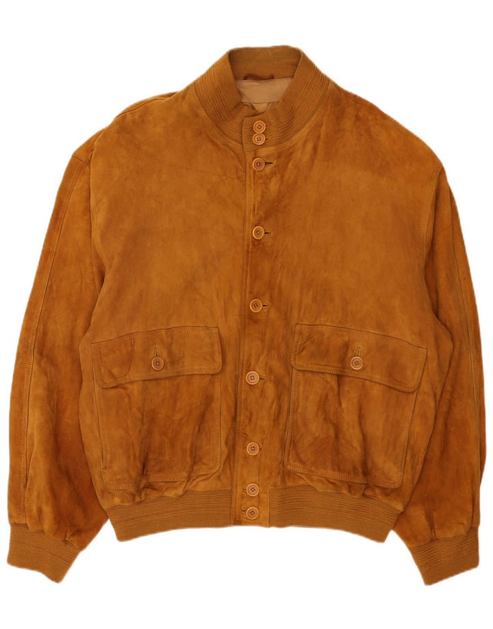 Vintage hombres ante bomber chaqueta IT 54 2XL cuero marrón