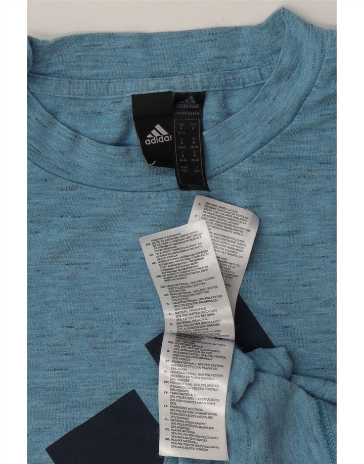 Adidas Camiseta gráfica para mujer Top UK 12/14 Poliéster moteado azul medio