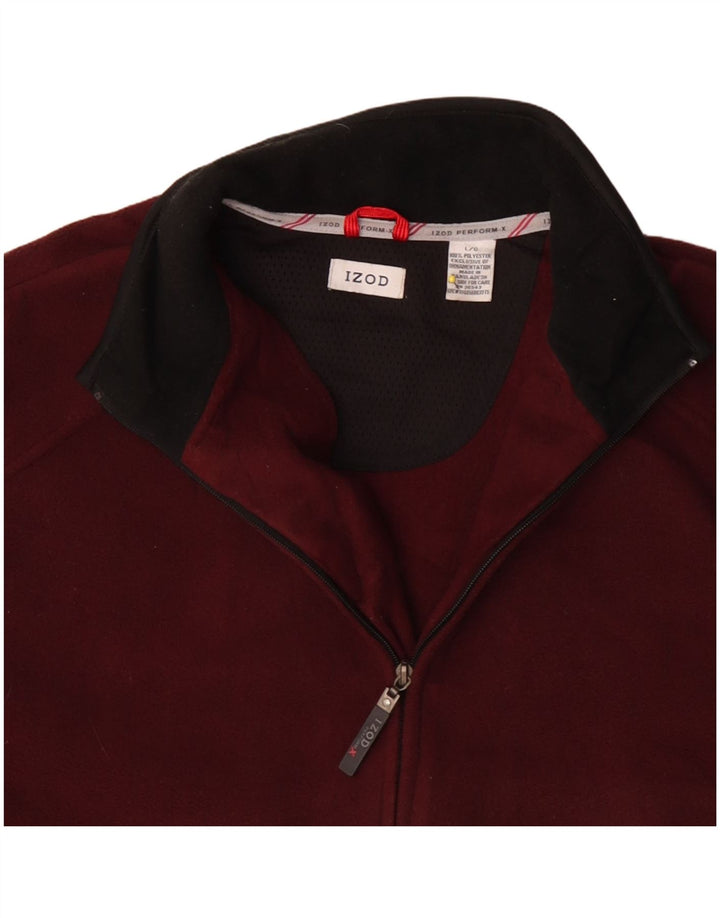 Izod Chaqueta polar para hombre UK 40 Large Granate Colorblock Poliéster