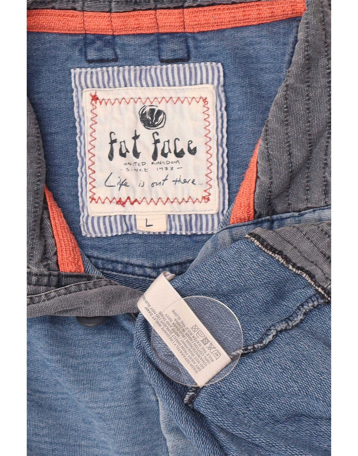 Sudadera con cuello abotonado para hombre de Fat Face, jersey grande de algodón con rayas diplomáticas en azul