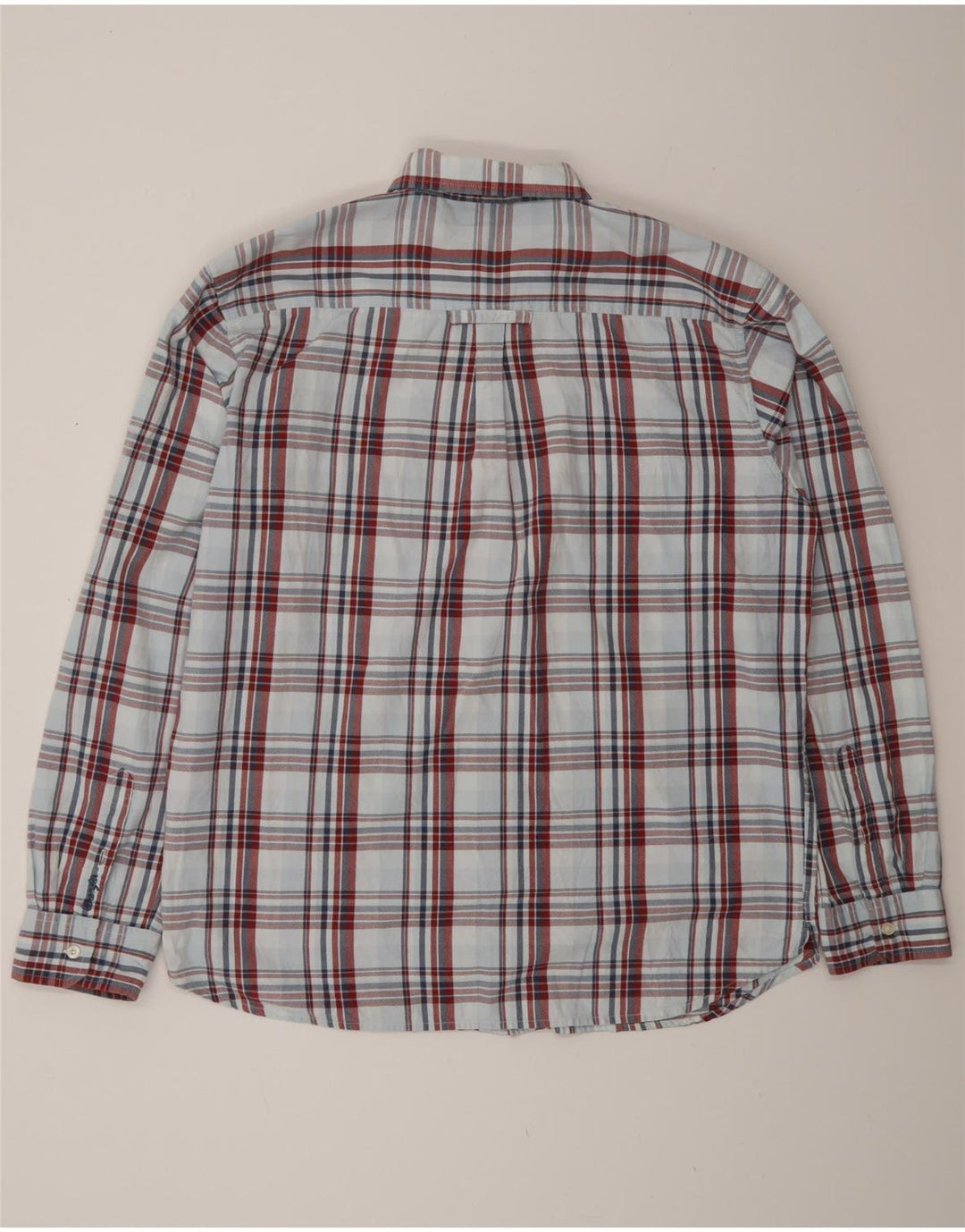 Camisa Wrangler Hombre XL Algodón A Cuadros Azul