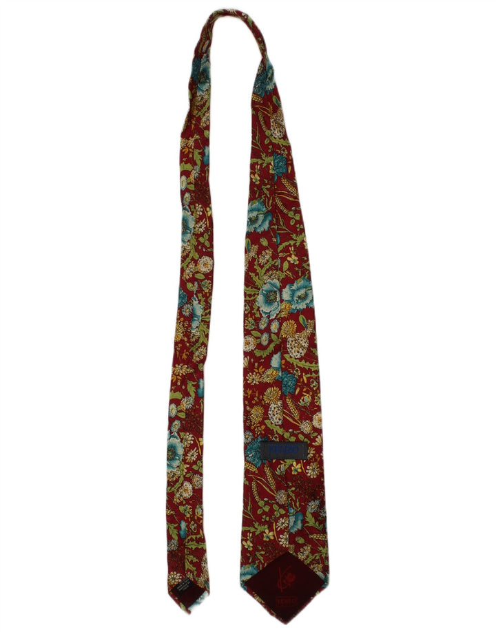 Kenzo Corbata para hombre Talla única Borgoña Floral Seda Diseñador
