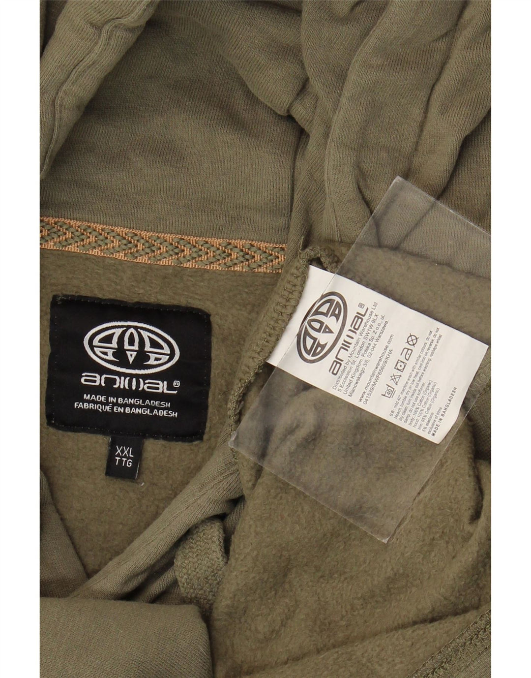 Animal - Sudadera con capucha para hombre, diseño gráfico, talla 2XL, algodón caqui