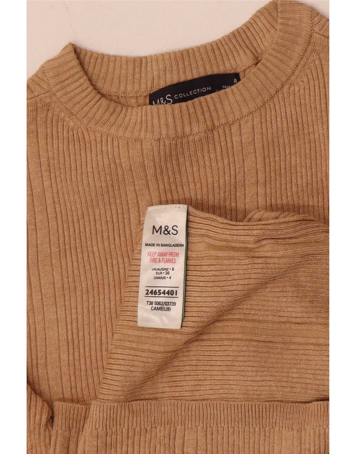 Marks & Spencer Top para mujer de manga larga UK 8 Small Viscosa beige