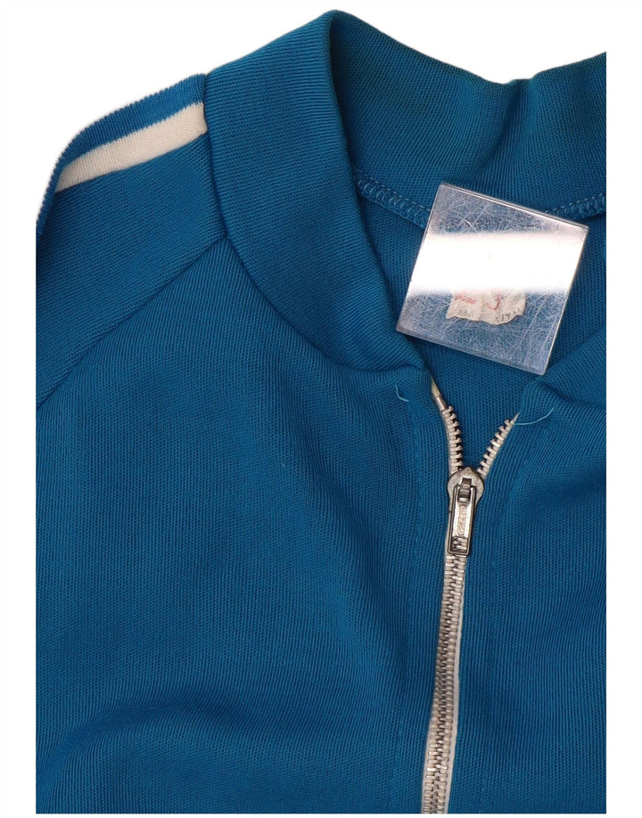 Vintage hombres chándal top chaqueta medio azul acrílico