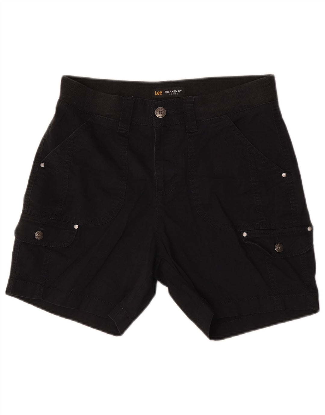 Lee Pantalones cortos cargo de talle medio para mujer, ajuste relajado, talla 6, mediana, W30, algodón negro