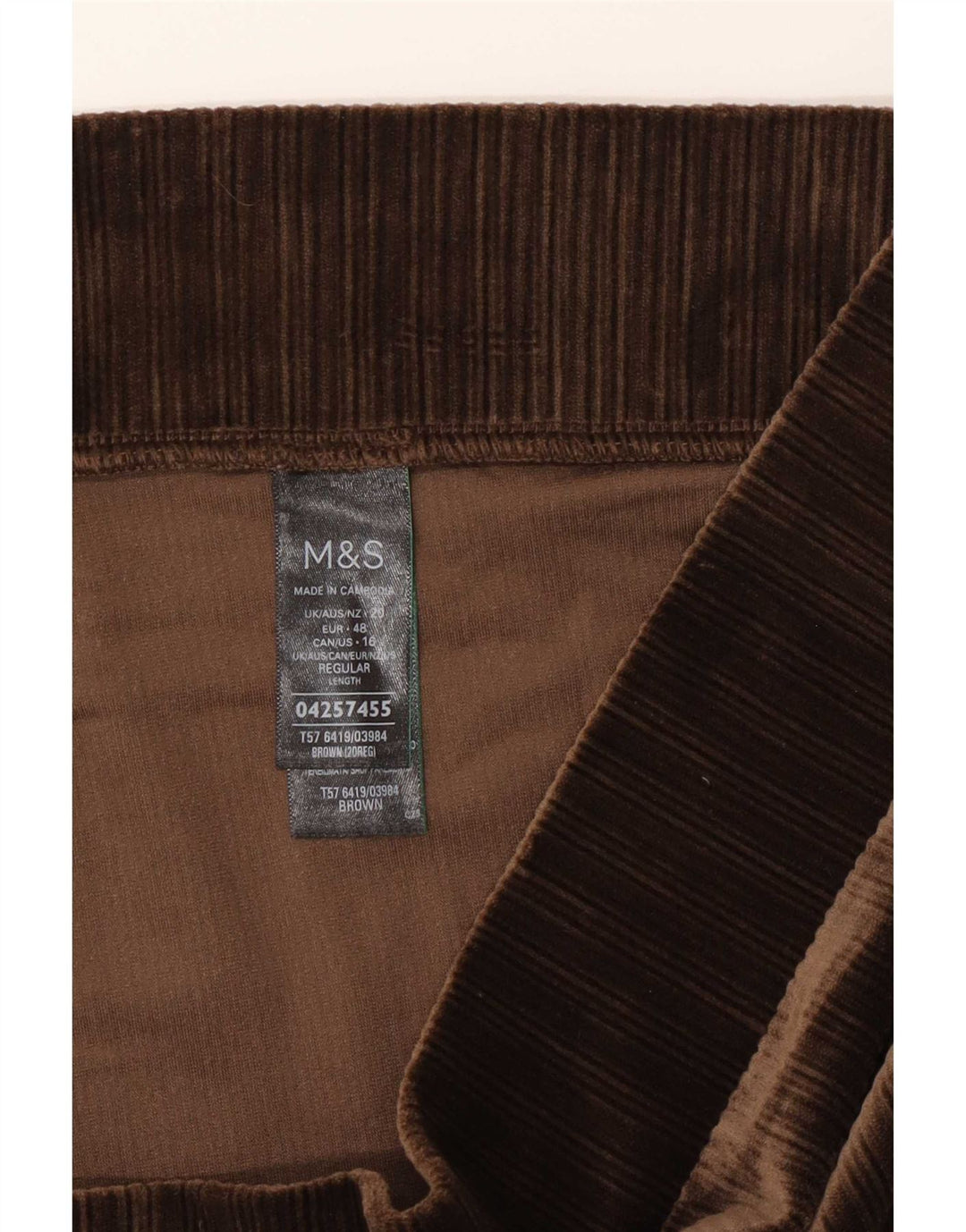 Marks & Spencer Leggings de terciopelo para mujer UK 20 2XL Marrón Poliéster