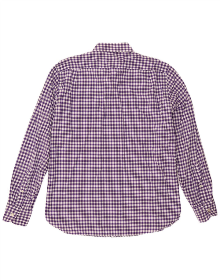 J. CREW Camisa para hombre talla 15 1/2 algodón a cuadros morado mediano