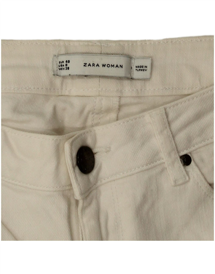 Zara Mujer Shorts De Mezclilla Gráficos EU 40 Medium W30 Blanco
