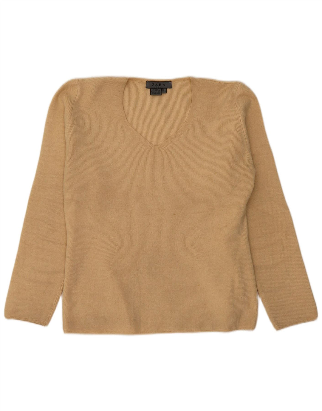 Zara Mujer Jersey con Cuello en V Jersey UK 46 Large Lana Beige